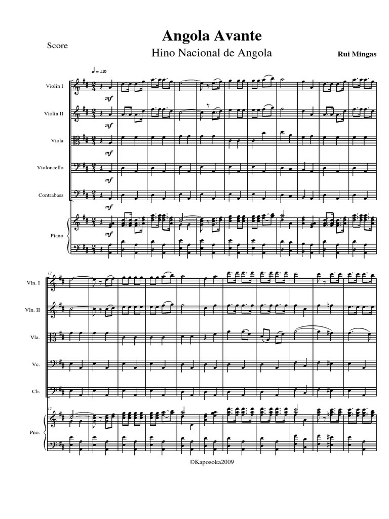 Partitura Angola Avante!